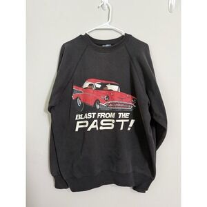 Vintage HANES Black Sweatshirt 80s‎ 90s USA Sz XL Hot rod Car Graphic Print